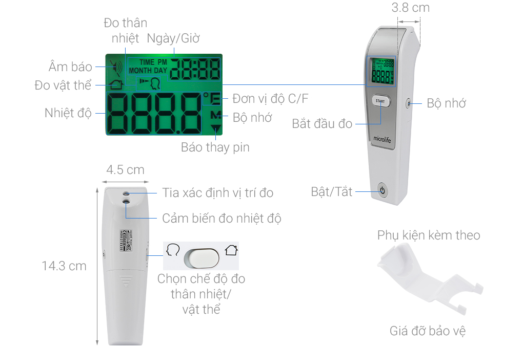 Nhiệt Kế Điện Tử Hồng Ngoại Đo Trán Microlife FR1MF1