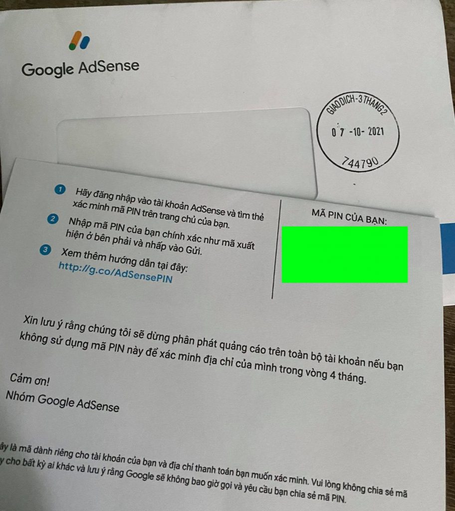 Thư chứa mã pin Google Adsense